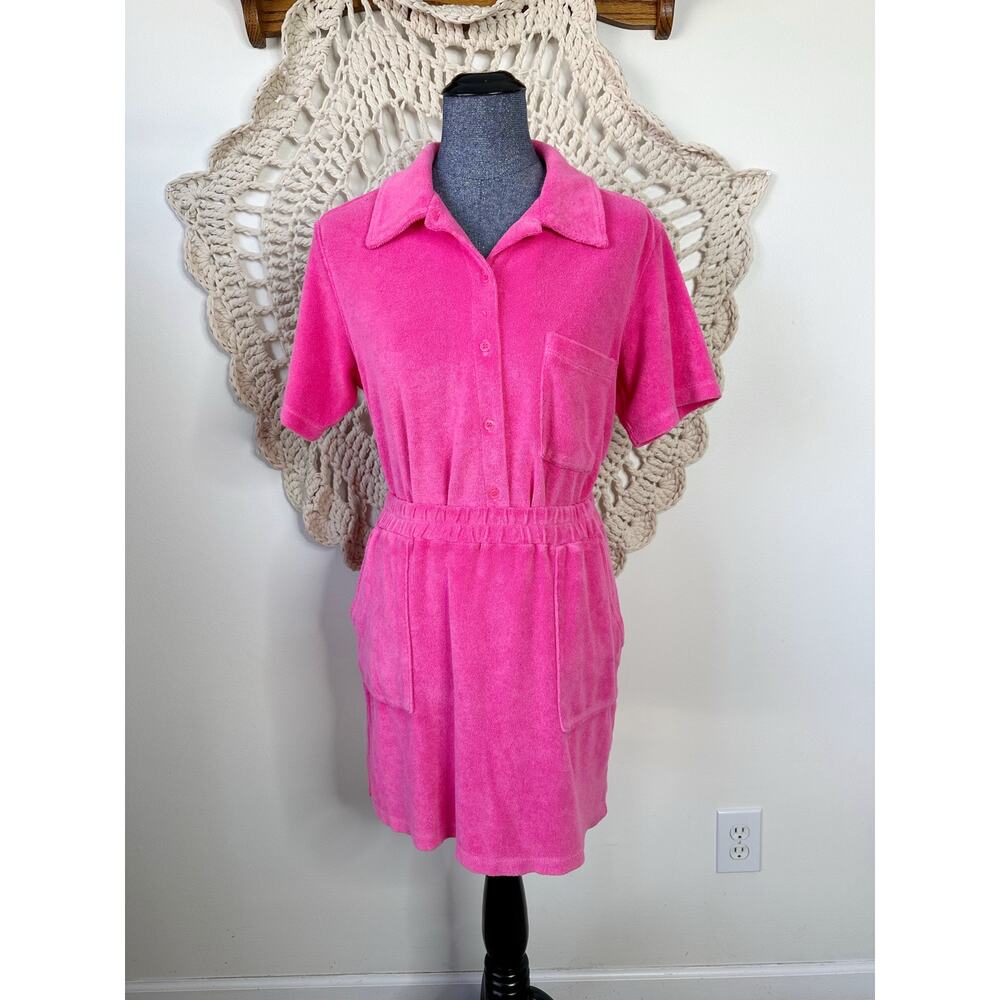 Monrow Bright Pink Terrycloth Cotton Blend Set Size Medium